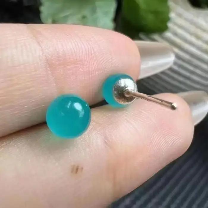 Boucles d'oreilles en argent 925 avec sphère de cristal d'amazonite naturelle