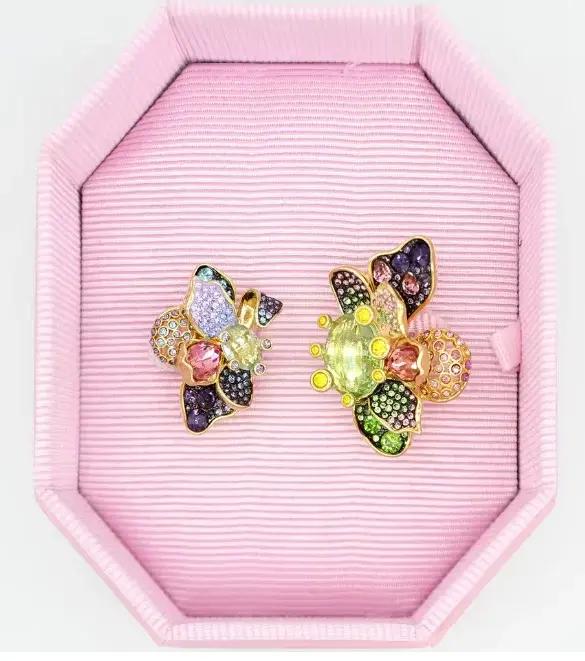 Bijoux à grandes fleurs, boucles d'oreilles irrégulières en cristal exquis, ensemble de colliers et