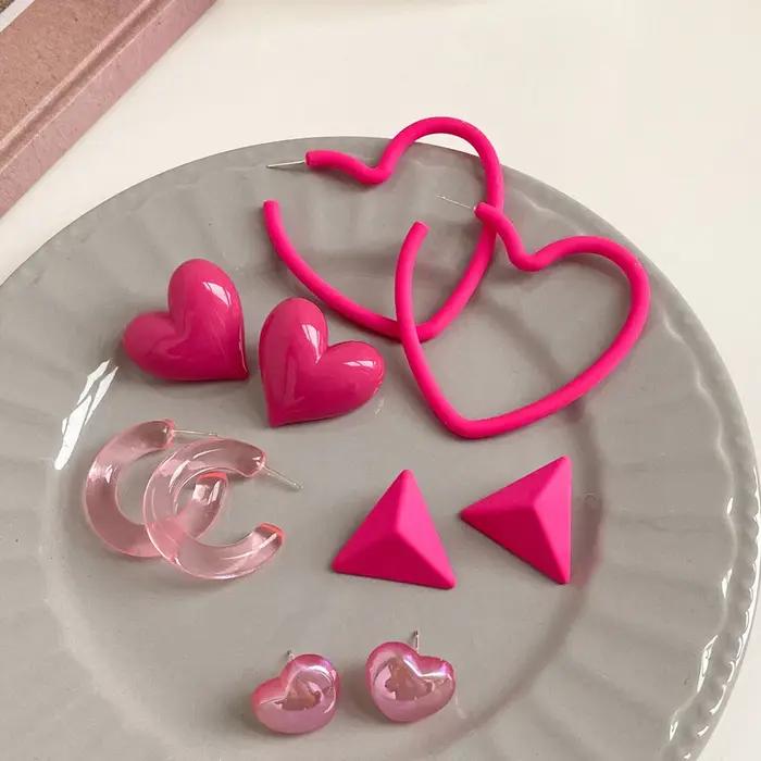 Po-Boucles d'Oreilles Triangle en Forme de Cœur pour Fille