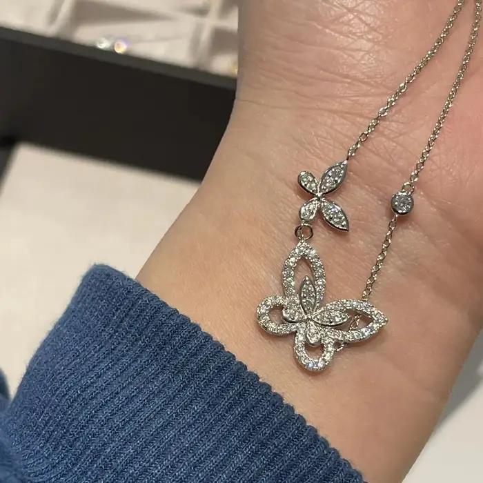 Collier de luxe classique en argent sterling S925 pour femme. Design papillon 1:1