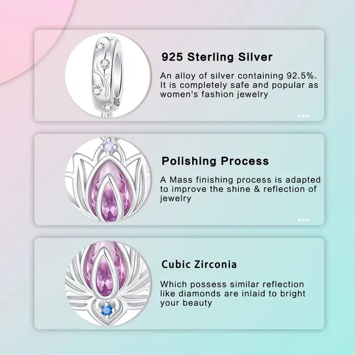 Pendentif fleur de Lotus en argent Sterling 925