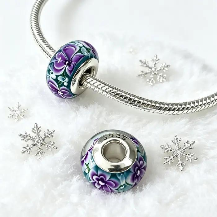 Breloque en verre de Murano en argent S925