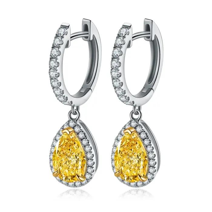 Boucles d'oreilles pendantes en argent sterling 925 classiques PuBang Fine Jewelry, saphir citrine t