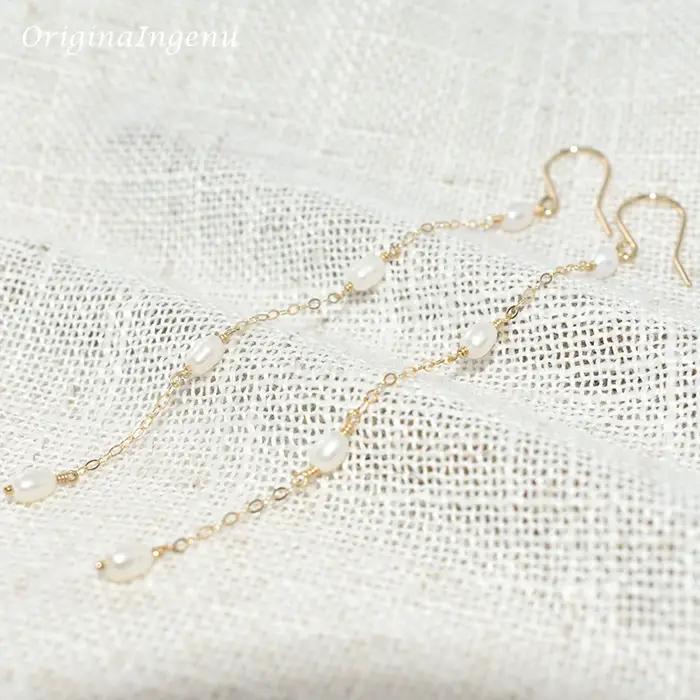 Boucles d'oreilles en perles naturelles remplies d'or 14K