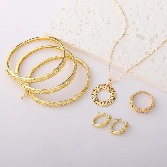 LUIZADA Maroc tendance couleur or ensemble de bijoux pour fête Design boucles d'oreilles et pendentif collier Bracelet