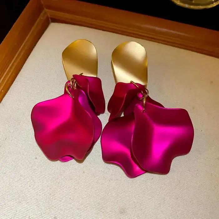 Boucles d'oreilles élégantes multicolores à fleurs pour femme