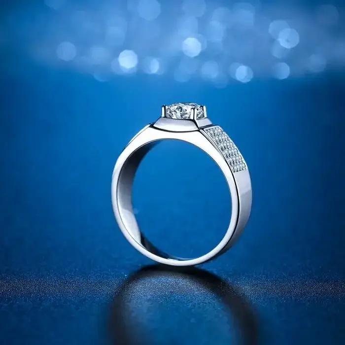 Bague en argent sterling 925 sertie de Moissonite de haute qualité pour hommes, romantique et élégante, idéale pour les occasions spéciales et les cadeaux de fiançailles