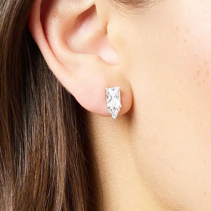 Boucles d'oreilles en argent sterling 925 serties de zirconium blanc pour femmes romantiques occasions spéciales mariage anniversaire