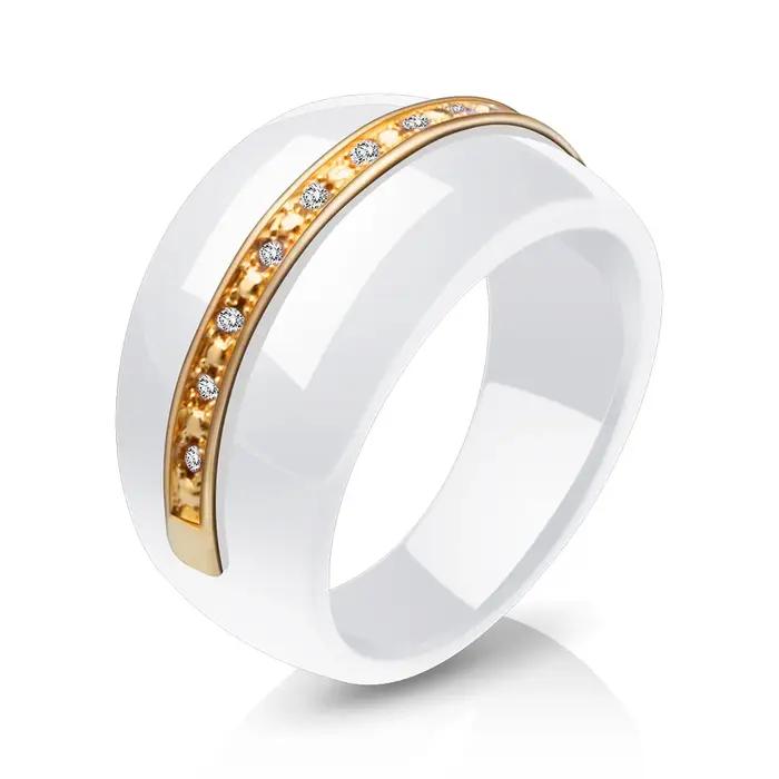 Bague romantique en céramique noire et blanche avec cristal scintillant pour femmes, alliance de mariage, tracker de sommeil, occasions spéciales