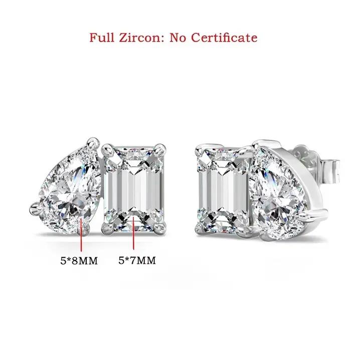 FEOBUR Boucles d'oreilles clous en moissanite à deux pierres 4 carats en argent sterling 925, taille