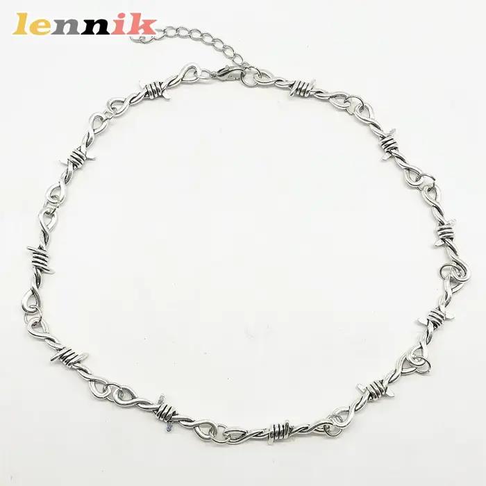 Bijoux LENNIK, collier chaîne en fil barbelé de style gothique punk hip-hop