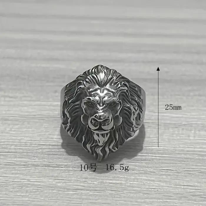 Bague lion punk rétro européenne et américaine