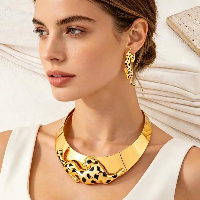 Parure de bijoux originale Léopard africain : Collier