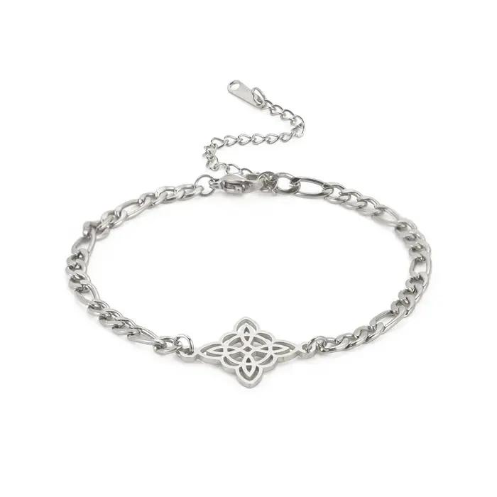Bracelet à nœud de sorcière en acier inoxydable pour hommes et femmes, breloques à nœud de sorceller