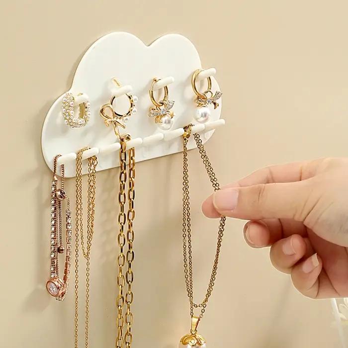 Organisateur de bijoux mural HWetR en plastique blanc pour rangement et exposition de bagues, boucles d'oreilles, colliers et accessoires pour femmes occasions spéciales