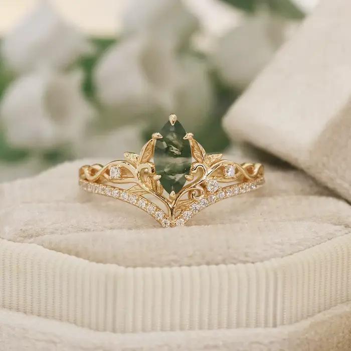 LAMOON – bague en Agate verte naturelle pour femmes, pierres précieuses en argent Sterling 925, Style palais, plaqué or, accessoires de bijouterie fine, RI416