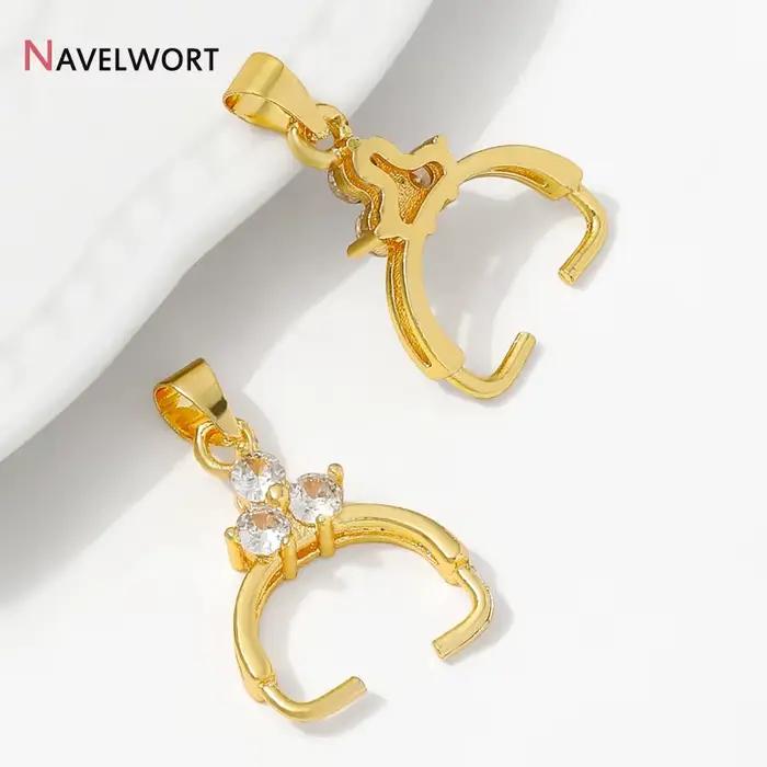 3/6/9 pièces, pendentifs en laiton plaqué or 14K avec zircon, attaches pour bijoux, pour la fabrication de colliers, accessoires et matériaux de bijouterie