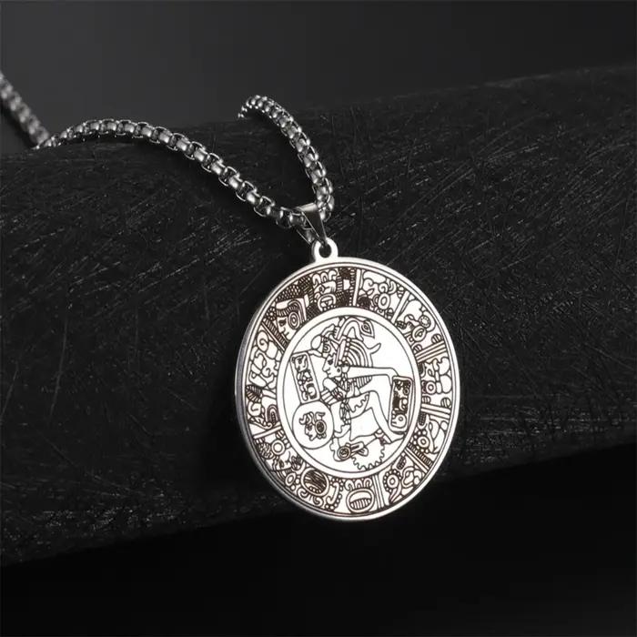 EUEAVAN Collier Pendentif Cercle Maya