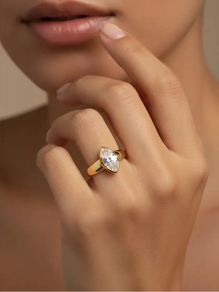 Bague en argent Sterling 925 en Zircon Marquise brillant