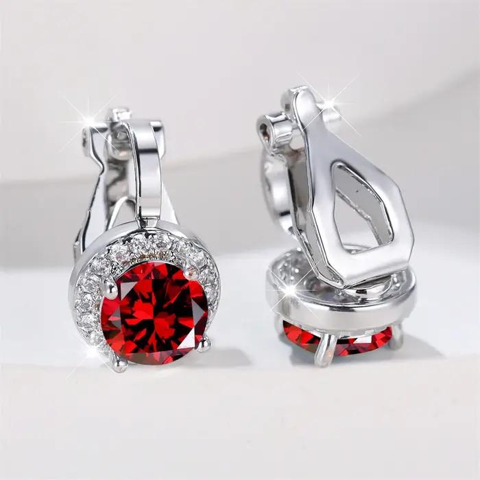 Boucles d'oreilles à Clip en pierre ronde en cristal arc-en-ciel mystique pour femmes