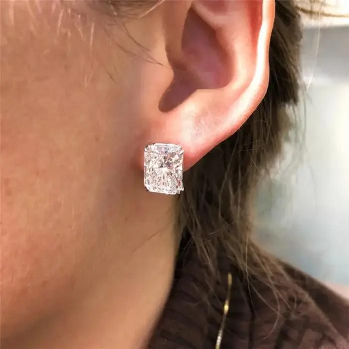 Boucles d'Oreilles Modernes Géométriques en Zircone Cubique pour Fiançailles Mariage Occasions Spéciales