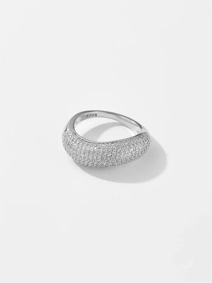 DPLAOPA 100% 925 argent Sterling géométrique plein Zircon pavé femmes bague de luxe cristal bijoux fins Rock Punk cadeau de mariage