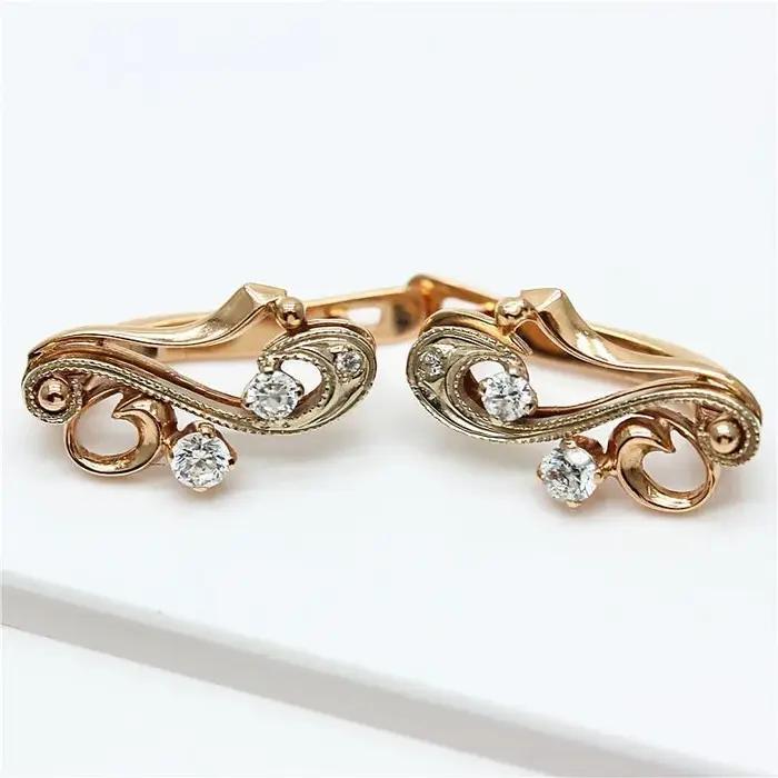 Boucles d'oreilles géométriques plaquées or rose violet 14 carats pour femmes