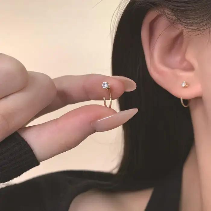 Boucles d'oreilles élégantes minimalistes en Zircon pour adolescents