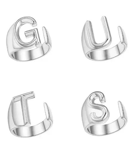 4 pièces/ensemble lettres GUTS Punk or argent couleur bague pour femmes hommes réglable mode fête bijoux accessoires cadeaux