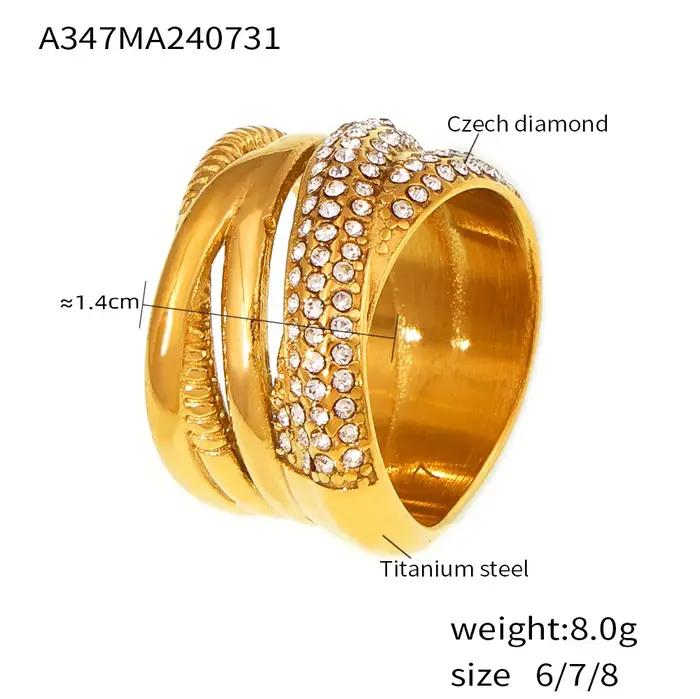 Amaiyllis-Bague d'index tissée en croix pour femme, bijoux de luxe incrustés, bague ouverte pour fem