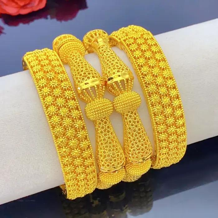 XUHUANG Dubai africain luxe couleur or Bracelets 24K bijoux de fiançailles pour les femmes