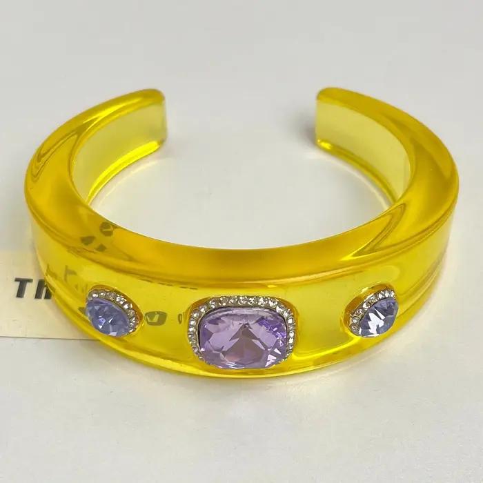 Bracelet en résine dégradé rond géométrique pour femmes style moderne unique occasions spéciales