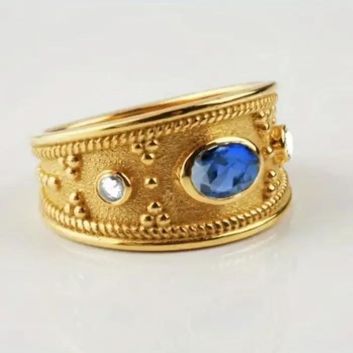 Bague d'agate bleue intégrée