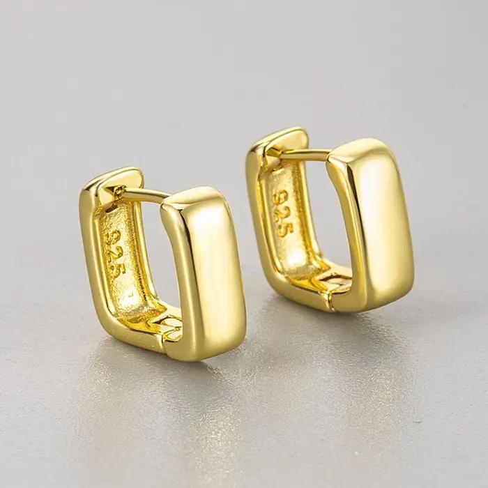 Boucles d'oreilles géométriques en argent Sterling 925 pour femmes