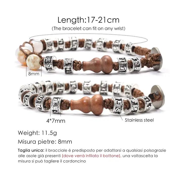Bracelet tibétain fait à la main pierre semi-précieuse alliage de zinc style religieux bouddhisme tibétain cadeau symbolique pour femmes hommes occassions spéciales meditation guerison chance paix