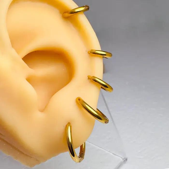 4 paires de boucles d'oreilles Huggie cerceau pour femmes en acier inoxydable hommes