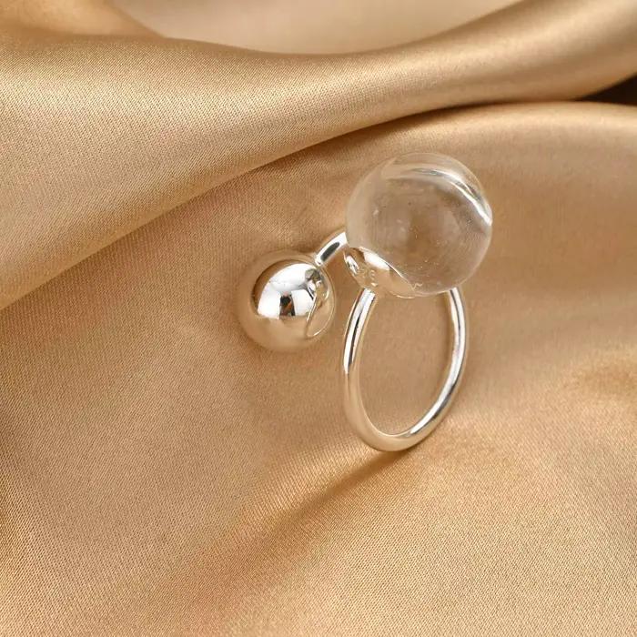 Bague ouverte sphérique géométrique pour femme