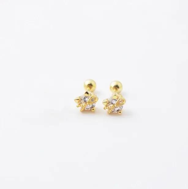 Boucles d'Oreilles Étoile en Argent Sterling 925 Serties de Zirconium Blanc pour Fêtes et Occasions Spéciales