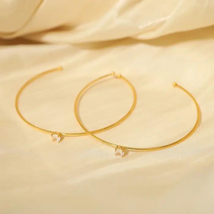 Boutons de manchette en acier inoxydable or 18k plaqué avec cristal délicat pour femmes élégantes occasions spéciales mariage