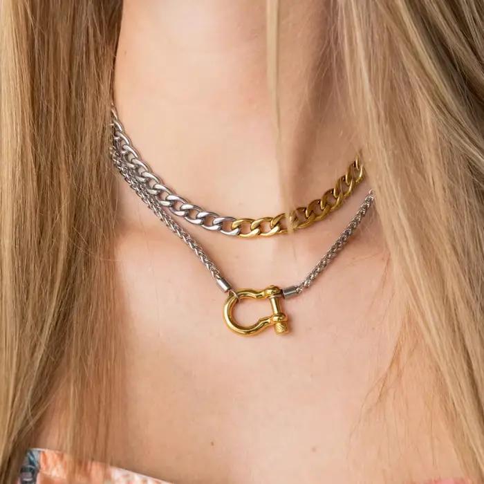 Mariasz – colliers minimalistes en acier inoxydable pour femmes, mousqueton en fer à cheval, collier de verrouillage à vis, chaîne en corde, bijoux Vintage, cadeau