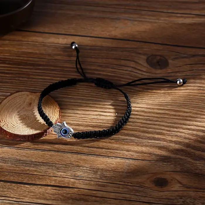 Nouvelle mode mauvais yeux Bracelet pour hommes femmes à la main tressé Fatima