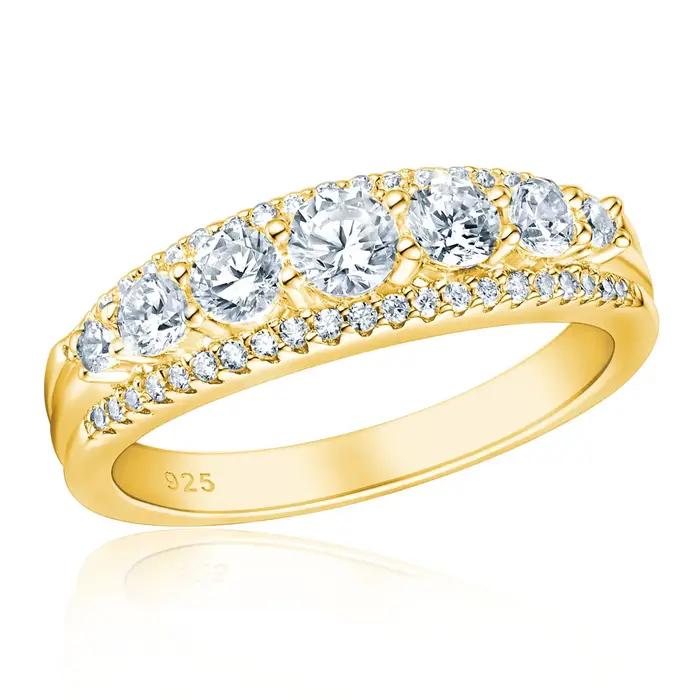 Newshe-Bague de fiançailles en argent regardé 925 pour femme, jaune, or rose, coupe ronde, bande d'é