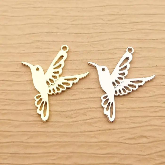 Breloques colibri pour la fabrication de bijoux, 10 pièces, boucles d'oreilles, pendentif, Bracelet, collier, accessoires, fournitures artisanales de bricolage, alliage métallique