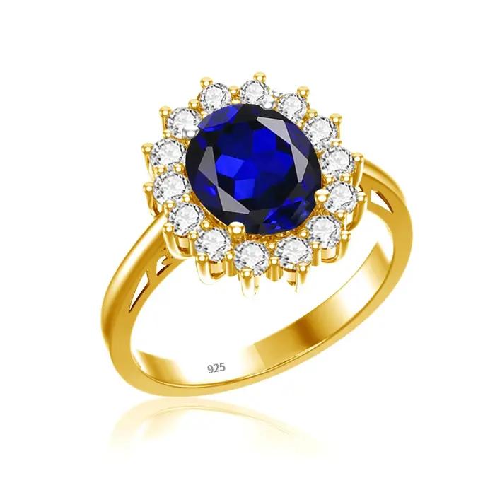 Szjinao – bague princesse Diana en or émeraude pour femmes, pierre ovale 8x10mm, tendance Victoria,