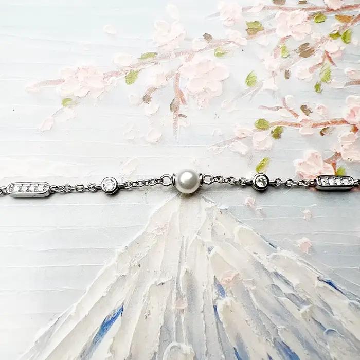 Bracelet en pierre blanche perle en argent Sterling 925