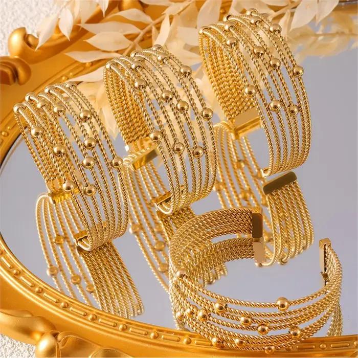 Bracelets de manchette multicouches pour femme