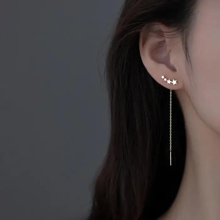 Boucles d'oreilles pendants étoiles et perles mode pour femmes occasions spéciales et quotidiennes