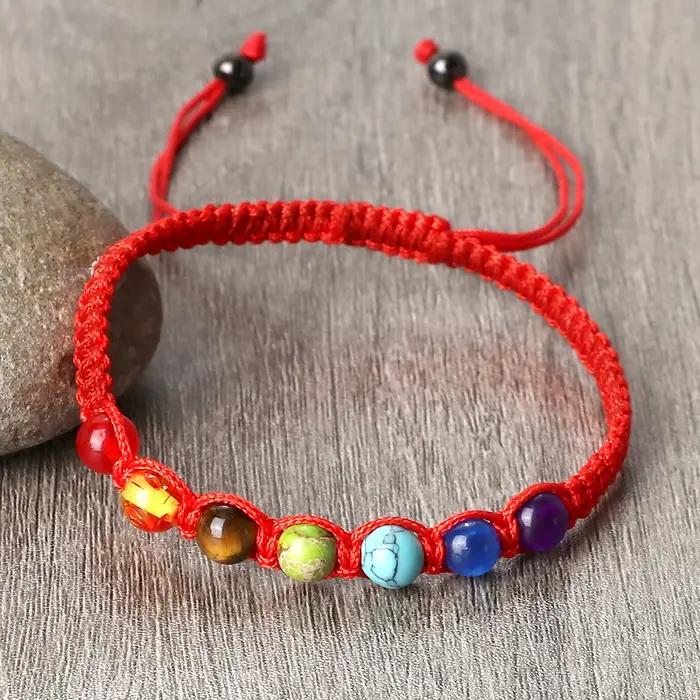 Bracelet tressé à breloques 6MM 7 Chakra pour Couples