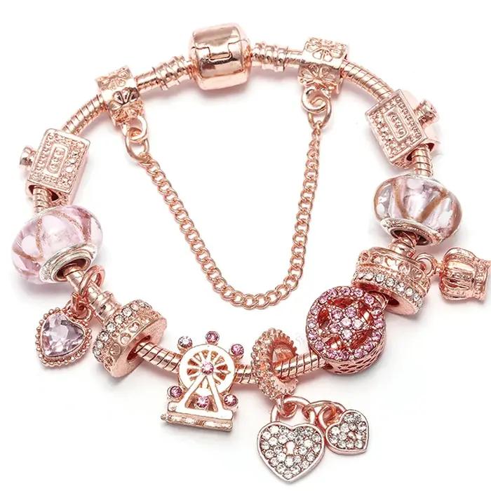 BAOPON-Bracelets à breloques coeur d'amour pour femme, perles Marano bricolage, bracelet fin, bijoux de mariage pour femme, amoureux, 2024