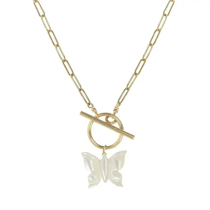 Collier papillon rempli d'or 14 carats pour femme, bijoux faits à la main, tour de cou Boho, collier